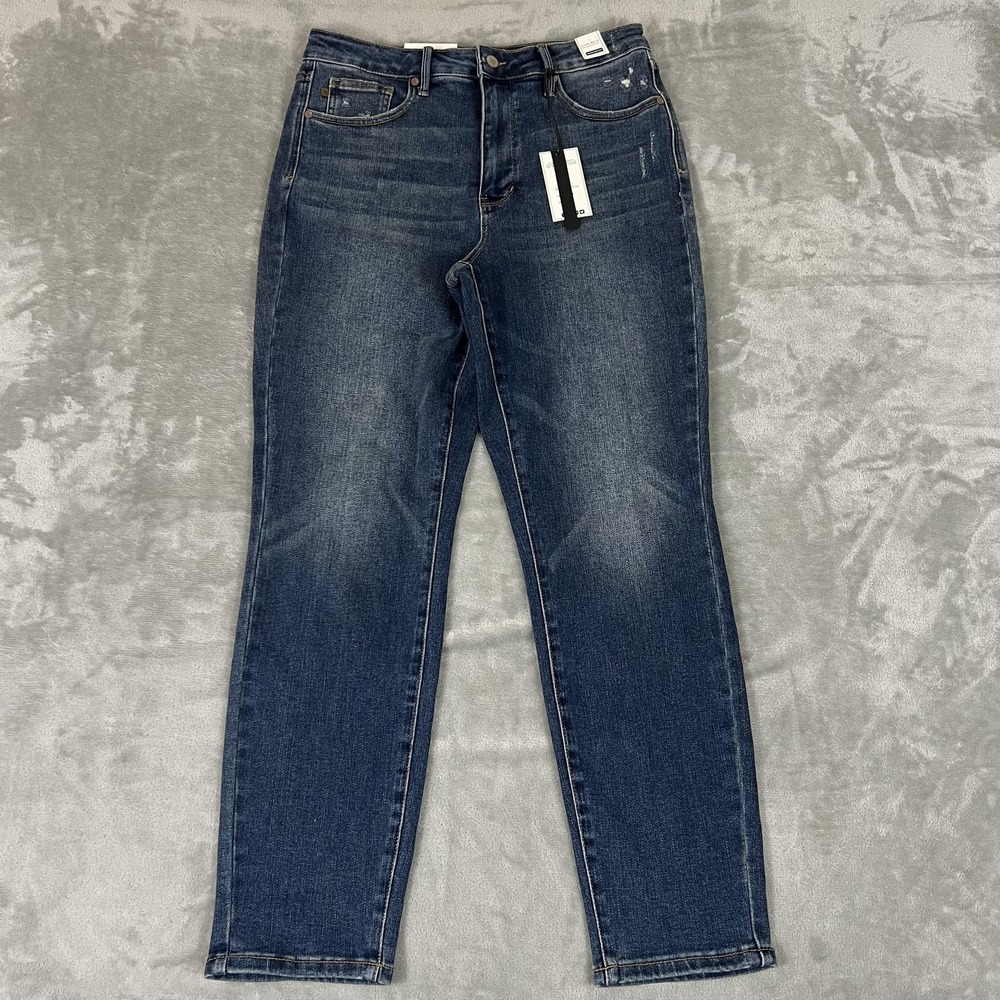 Judy Blue Jeans Womens 13/31 Blue High Waist Slim Fit Distressed Stretch Denim